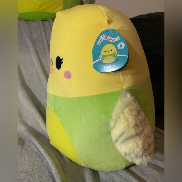 Squishmallows 16 Inch Nellie Green and Yellow Parakeet Squishmallows Bird - Picture 9 of 17